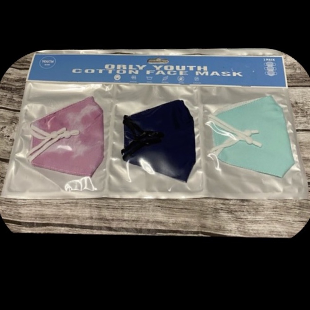 3-pk Orly Youth Cotton Non Medical Face Masks BF01